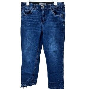Democracy “Ab” Technology Cropped Blue Denim Jeans  Women’s Size 12 Raw Hemline